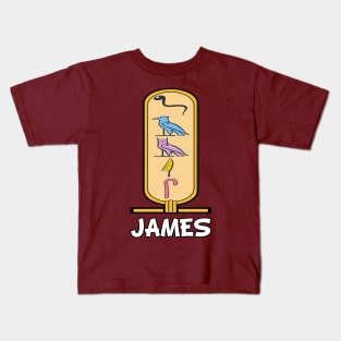 JAMES-American names in hieroglyphic letters-James, name in a Pharaonic Khartouch-Hieroglyphic pharaonic names Kids T-Shirt